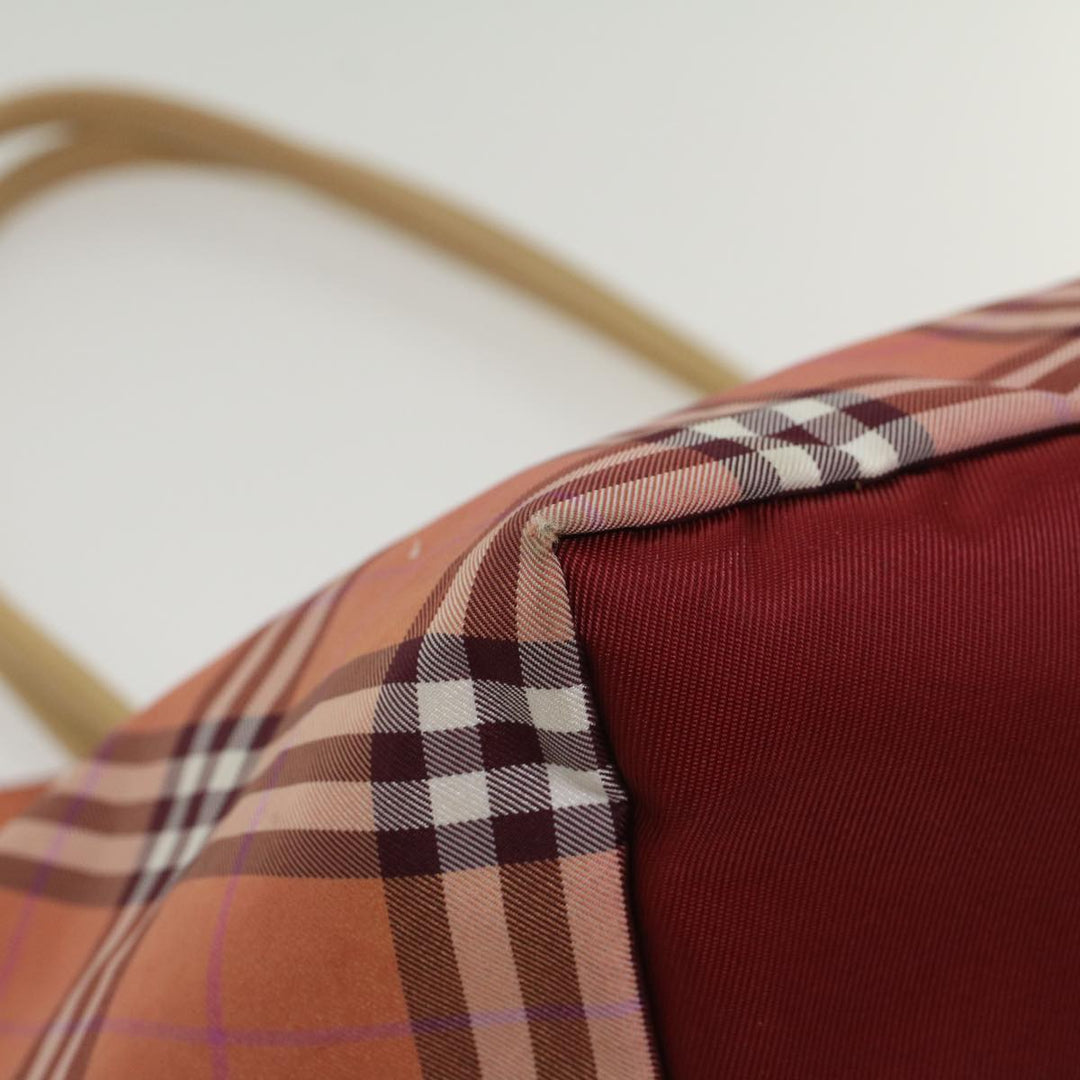 BURBERRY Nova Check Tote Bag Nylon Leather Red Beige Black Auth 54466