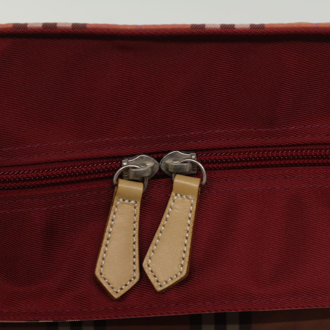 BURBERRY Nova Check Tote Bag Nylon Leather Red Beige Black Auth 54466