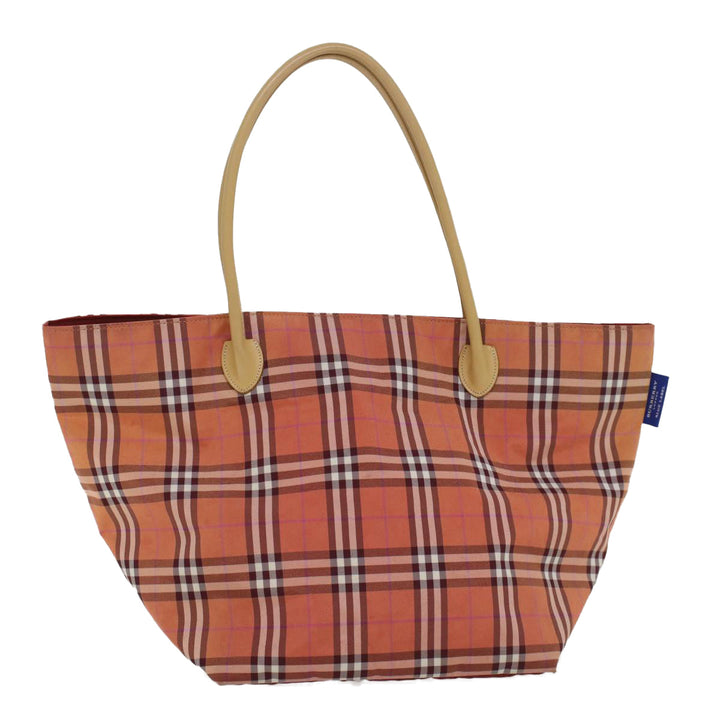 BURBERRY Nova Check Tote Bag Nylon Leather Red Beige Black Auth 54466