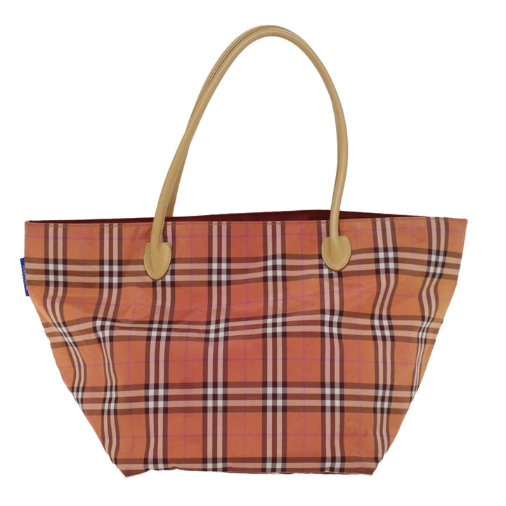 BURBERRY Nova Check Tote Bag Nylon Leather Red Beige Black Auth 54466