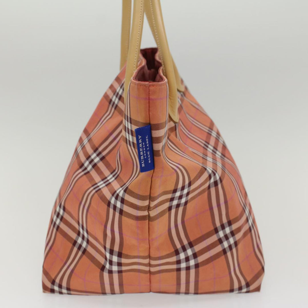 BURBERRY Nova Check Tote Bag Nylon Leather Red Beige Black Auth 54466