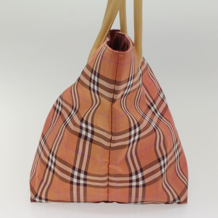 BURBERRY Nova Check Tote Bag Nylon Leather Red Beige Black Auth 54466