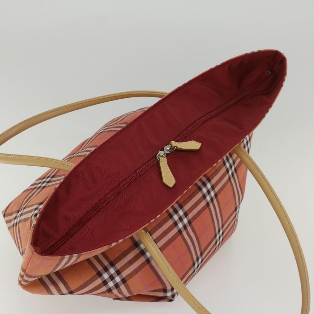 BURBERRY Nova Check Tote Bag Nylon Leather Red Beige Black Auth 54466