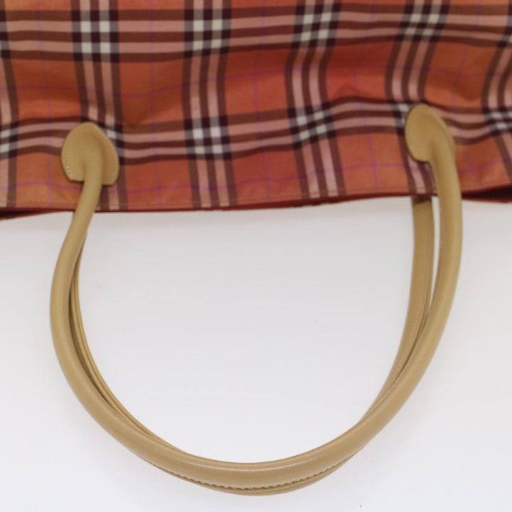 BURBERRY Nova Check Tote Bag Nylon Leather Red Beige Black Auth 54466