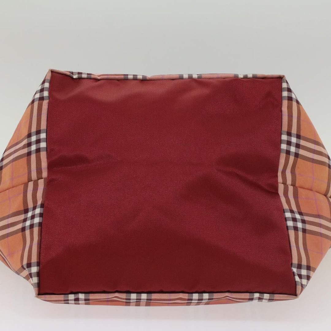 BURBERRY Nova Check Tote Bag Nylon Leather Red Beige Black Auth 54466
