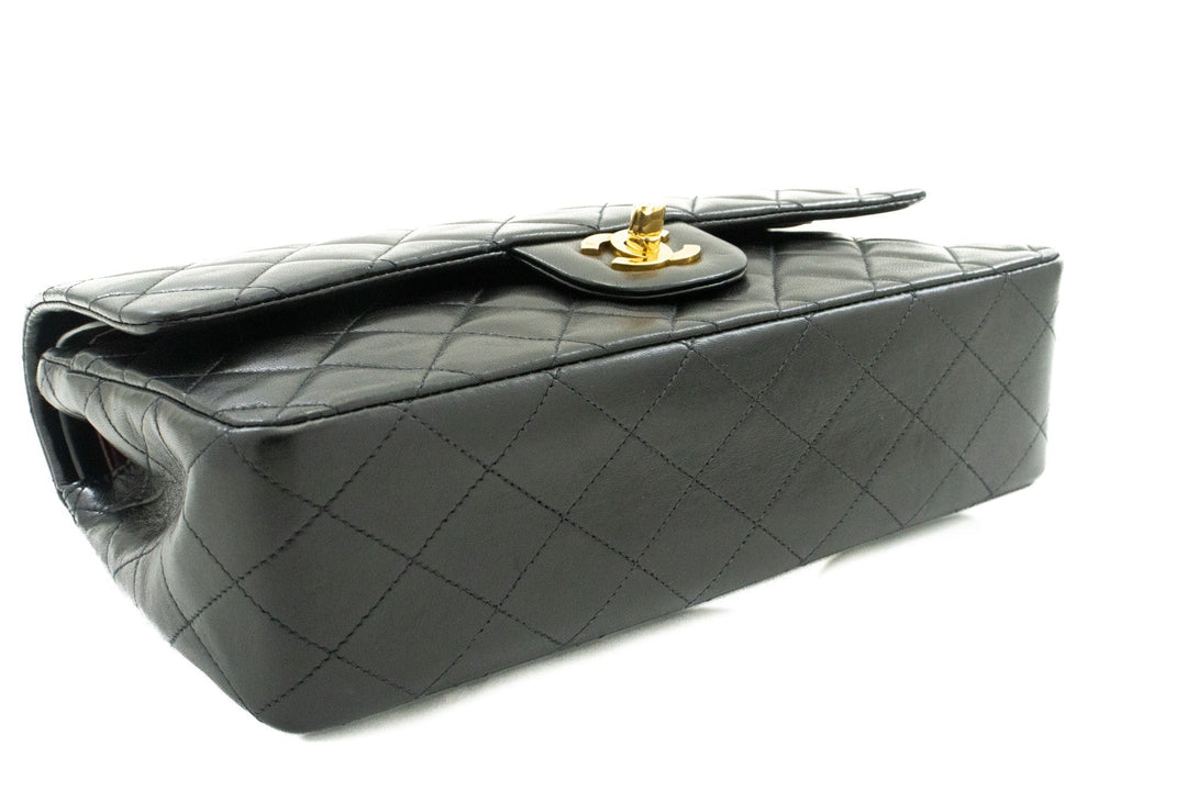 Top Quality Chanel Classic Double New 10" Chain Shoulder Bag Black Lambskin
