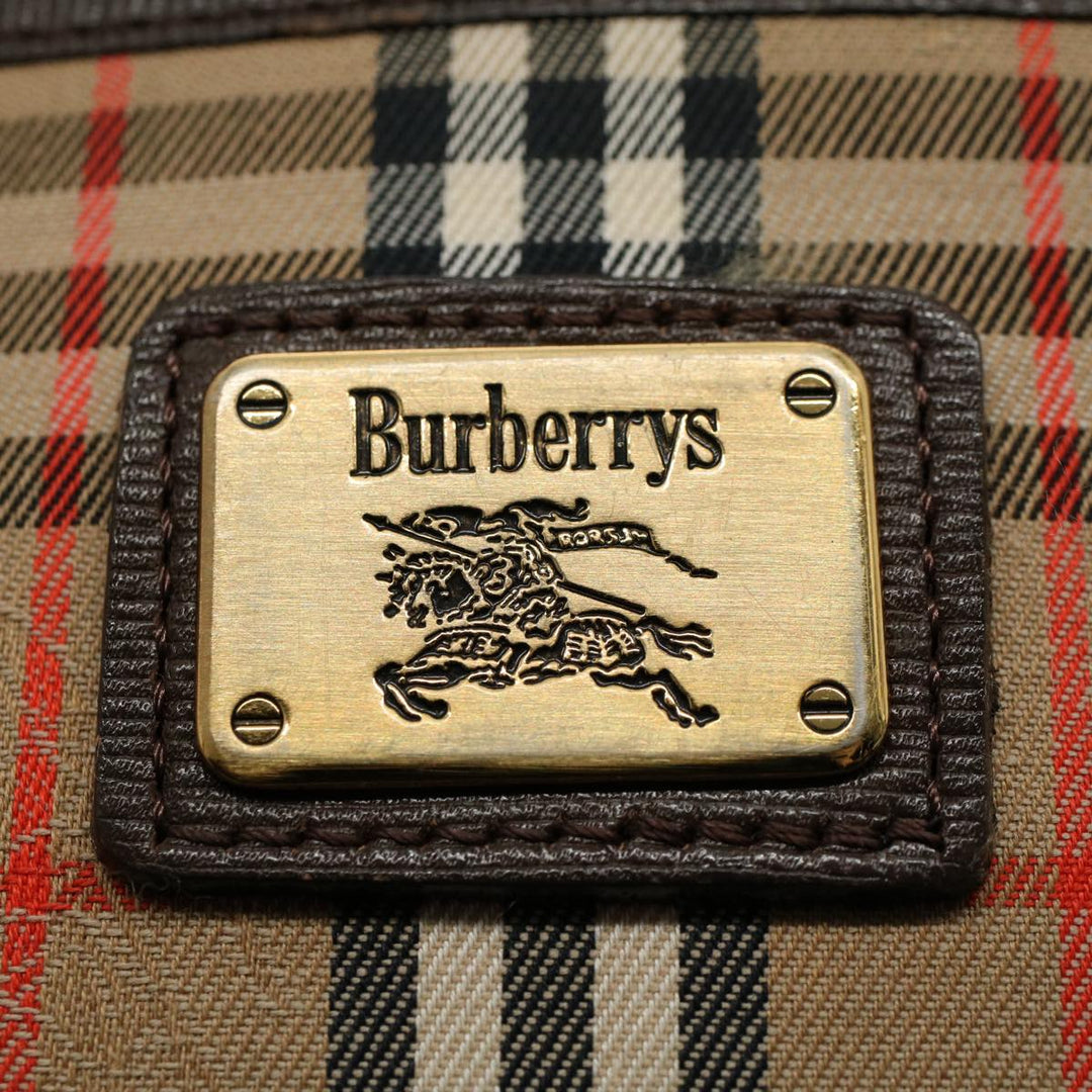 BURBERRYSs Nova Check Shoulder Bag Nylon Canvas Beige Auth 54680