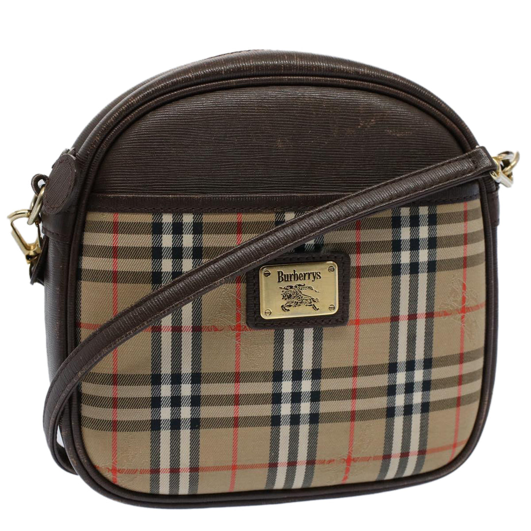 BURBERRYSs Nova Check Shoulder Bag Nylon Canvas Beige Auth 54680
