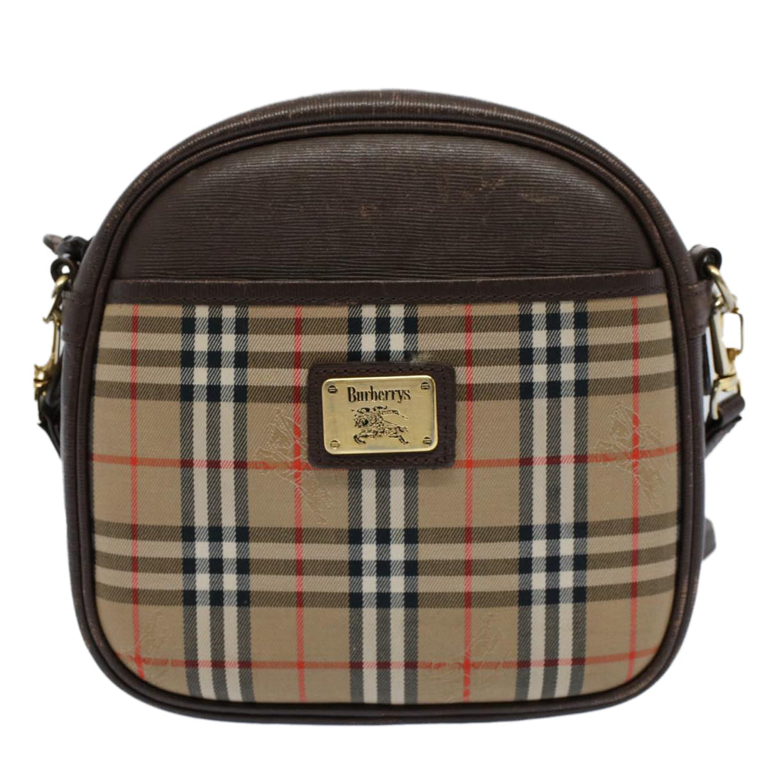 BURBERRYSs Nova Check Shoulder Bag Nylon Canvas Beige Auth 54680