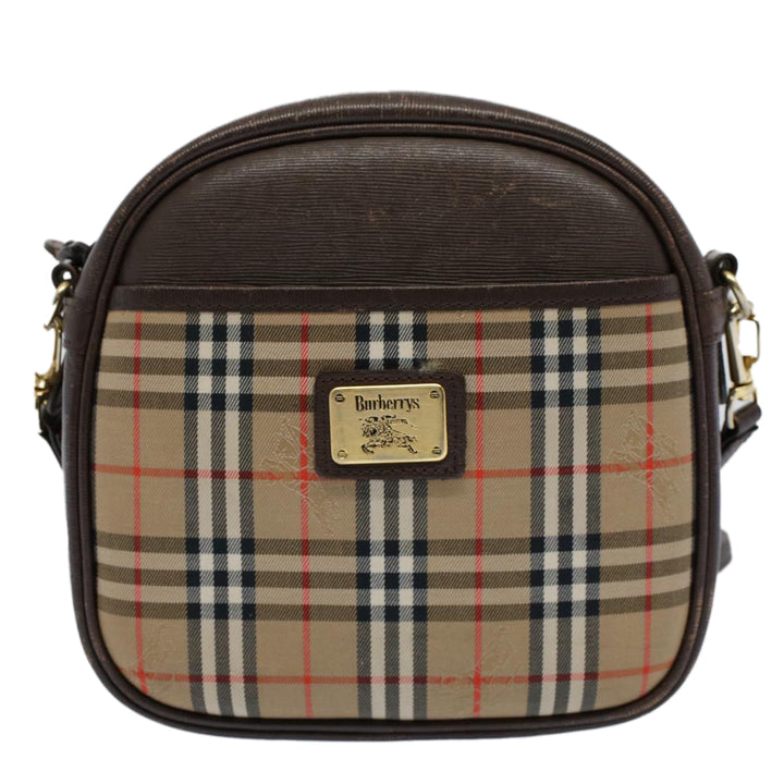 BURBERRYSs Nova Check Shoulder Bag Nylon Canvas Beige Auth 54680