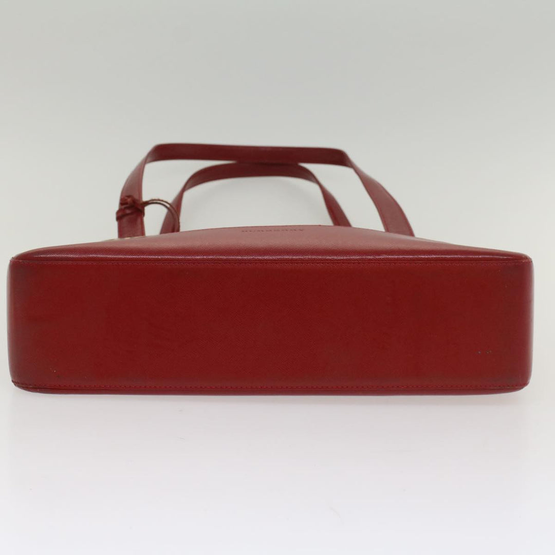 Burberry Nova Check Tote Bag Nylon Leather Beige Red Auth 54684