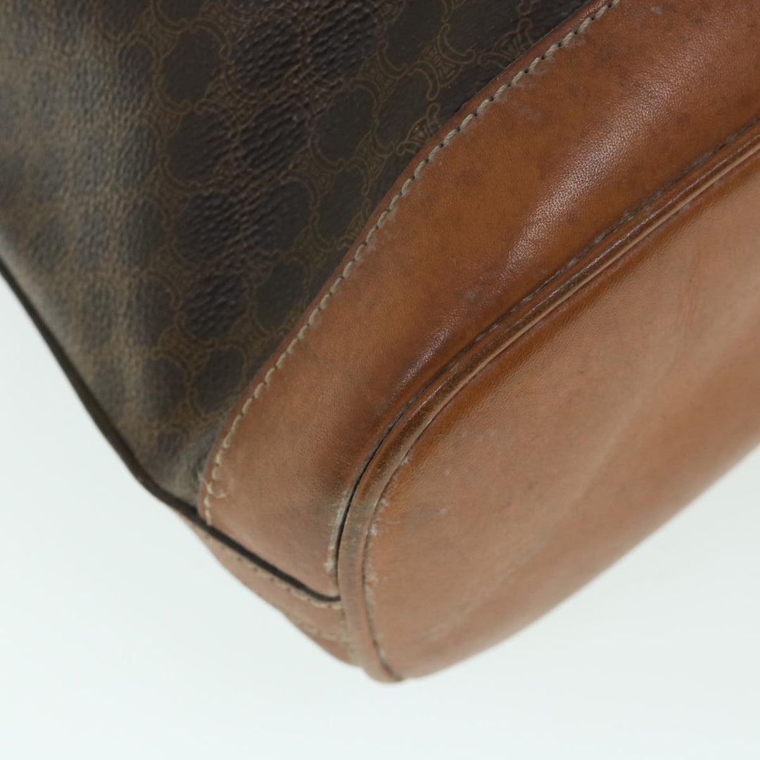 Celine Macadam Canvas Shoulder Bag PVC Leather Brown  54786