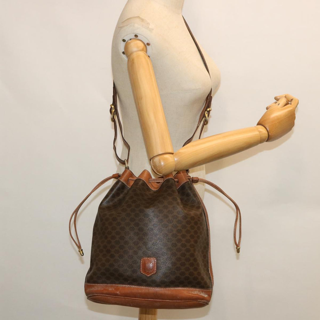 Celine Macadam Canvas Shoulder Bag PVC Leather Brown  54786