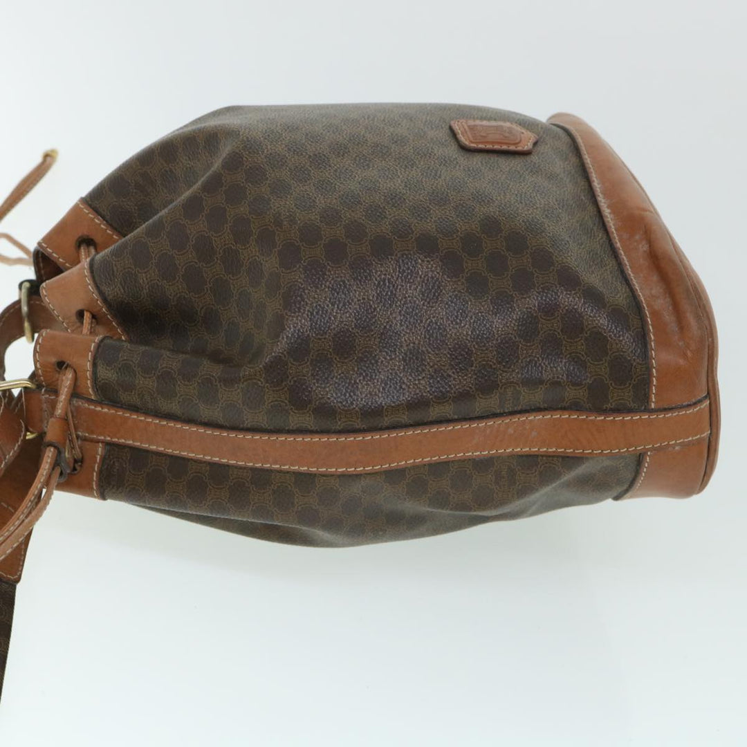 Celine Macadam Canvas Shoulder Bag PVC Leather Brown  54786
