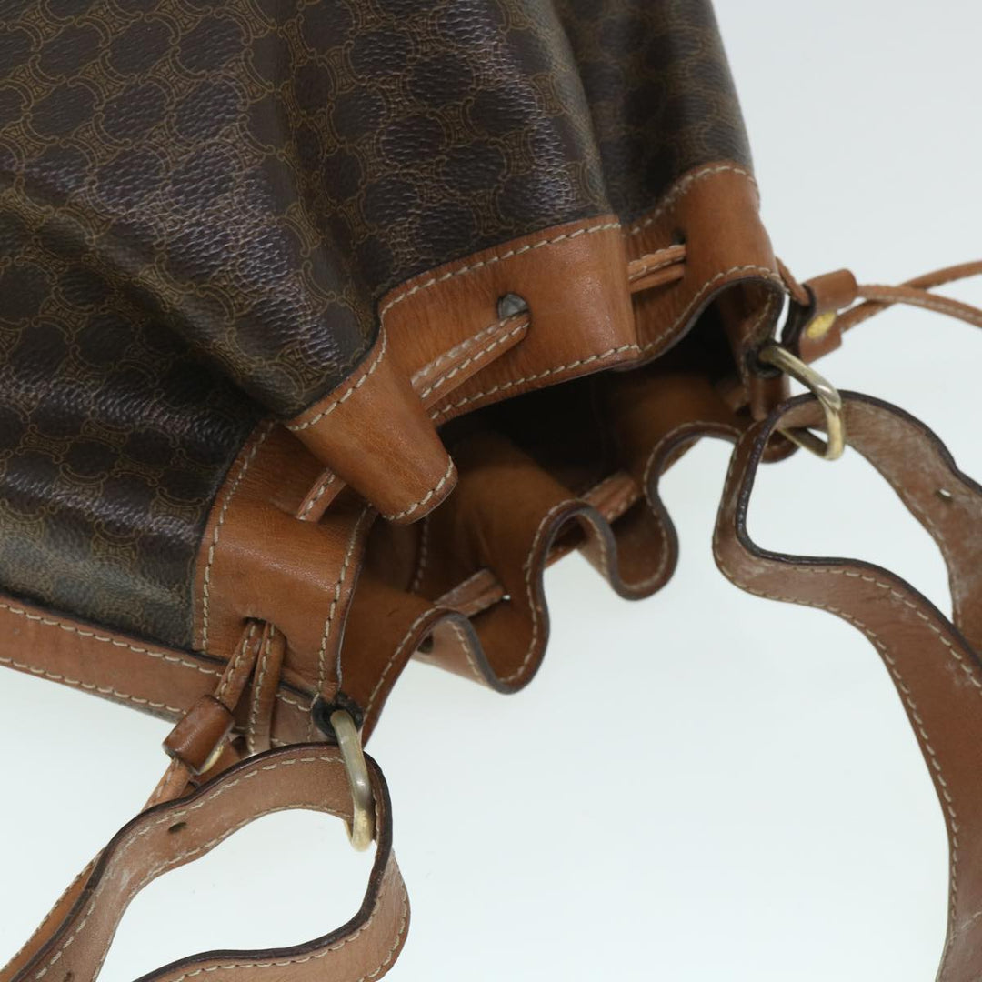 Celine Macadam Canvas Shoulder Bag PVC Leather Brown  54786