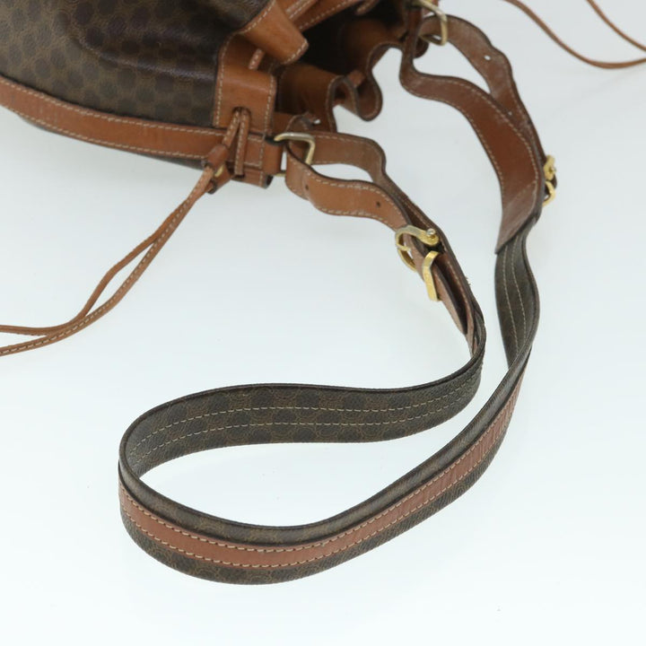 Celine Macadam Canvas Shoulder Bag PVC Leather Brown  54786