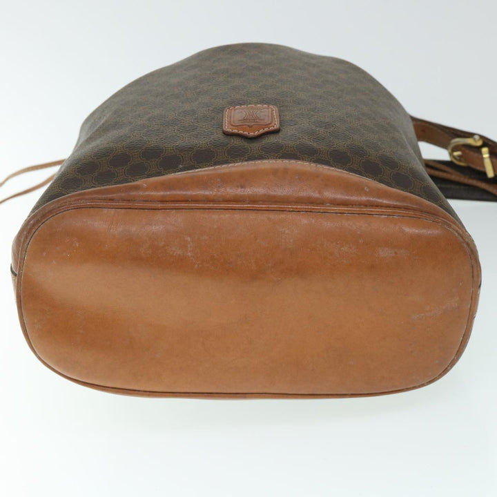 Celine Macadam Canvas Shoulder Bag PVC Leather Brown  54786