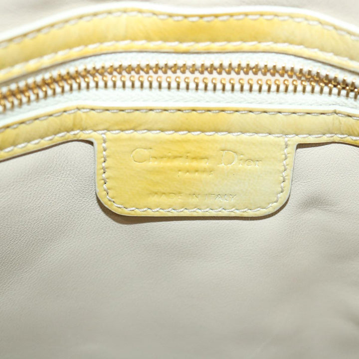 CHRISTIAN Dior Lady Dior Canage Chain Tote Bag Patent leather Yellow Auth 54827