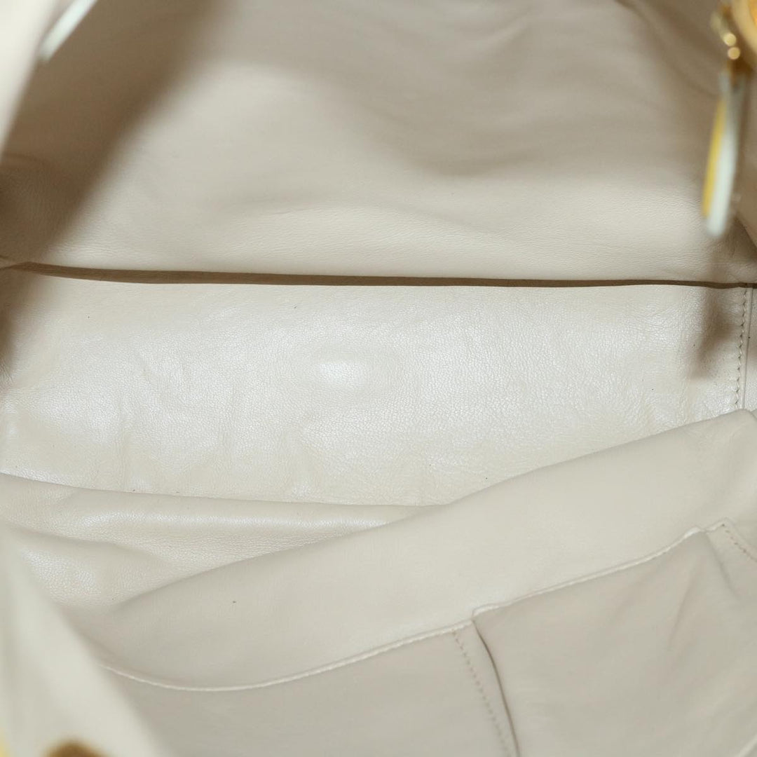 CHRISTIAN Dior Lady Dior Canage Chain Tote Bag Patent leather Yellow Auth 54827
