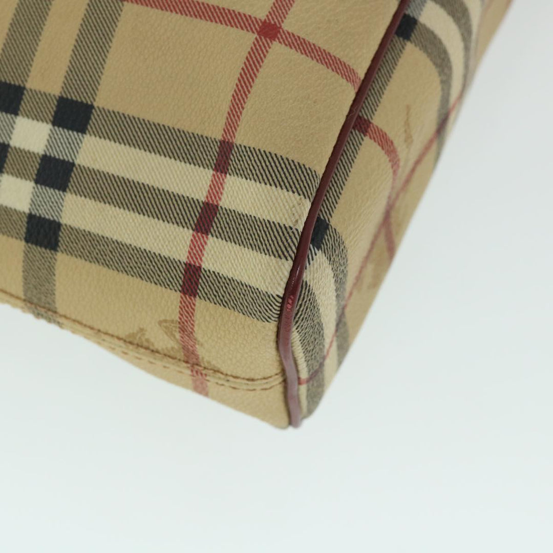 Burberry Nova Check Shoulder Bag PVC Leather Beige Red Auth 54838