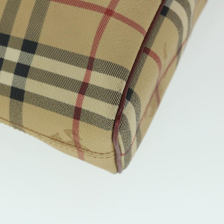 Burberry Nova Check Shoulder Bag PVC Leather Beige Red Auth 54838