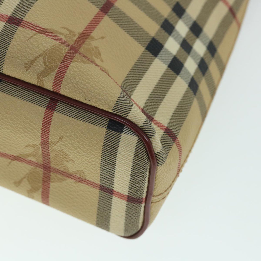 Burberry Nova Check Shoulder Bag PVC Leather Beige Red Auth 54838