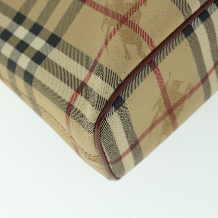 Burberry Nova Check Shoulder Bag PVC Leather Beige Red Auth 54838