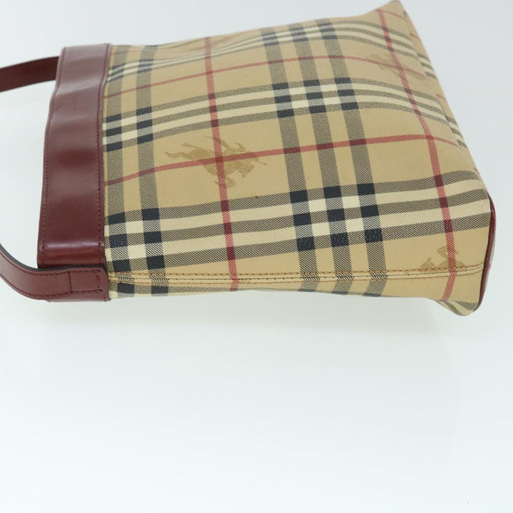 Burberry Nova Check Shoulder Bag PVC Leather Beige Red Auth 54838