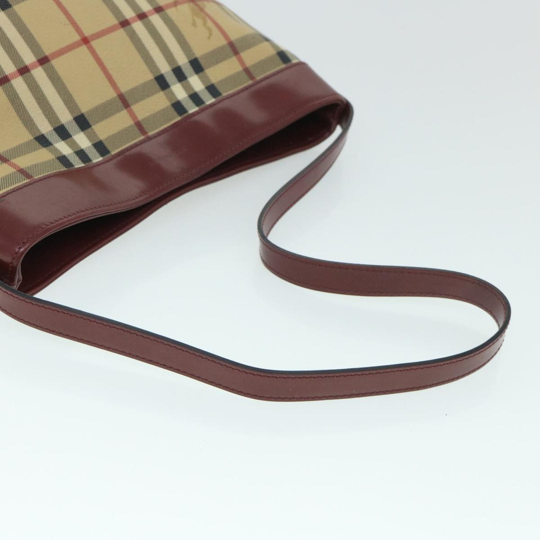 Burberry Nova Check Shoulder Bag PVC Leather Beige Red Auth 54838