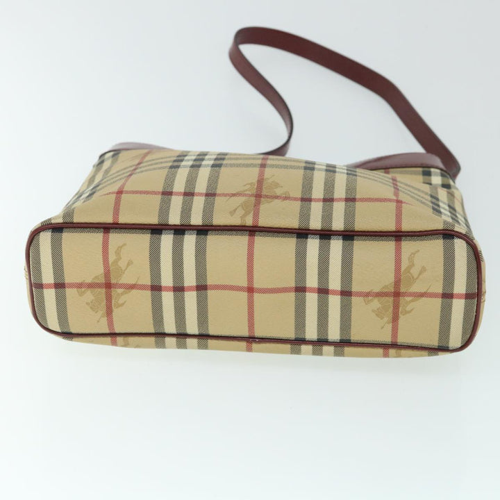 Burberry Nova Check Shoulder Bag PVC Leather Beige Red Auth 54838