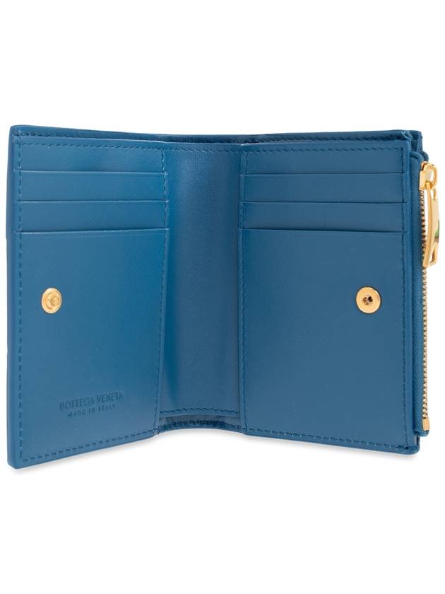Bottega veneta Cassette Zipper Bifold Half Wallet Blue