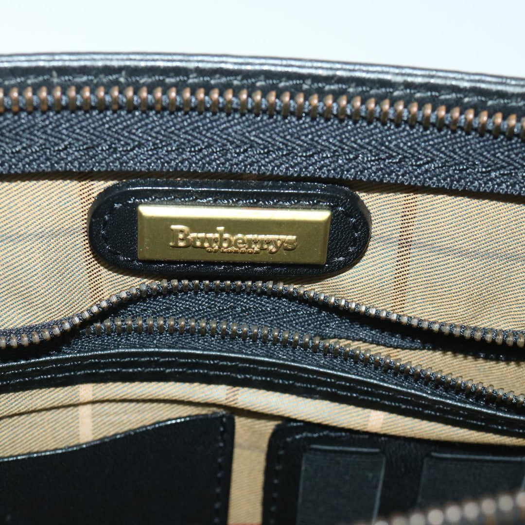 BURBERRYSs Clutch Bag Leather Black Auth 54893