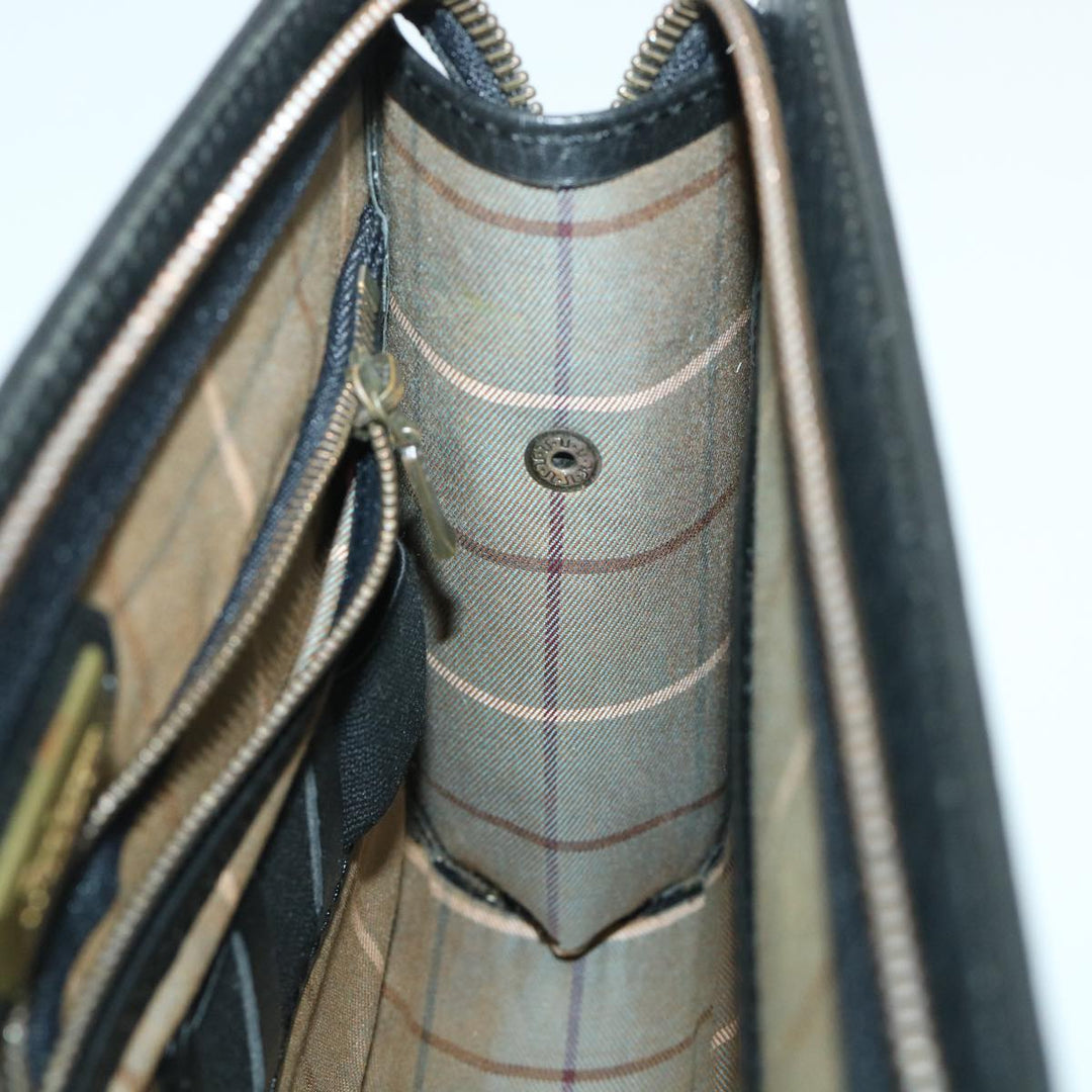 BURBERRY s Clutch Bag Leather Black Auth 54893