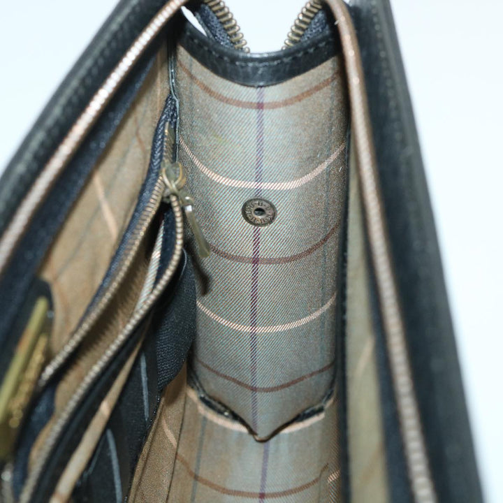 BURBERRY s Clutch Bag Leather Black Auth 54893