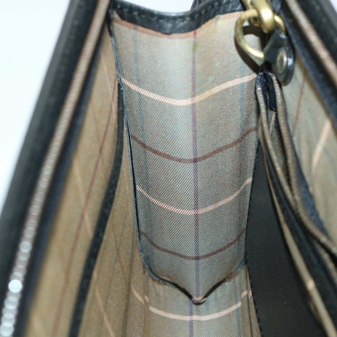 BURBERRY s Clutch Bag Leather Black Auth 54893