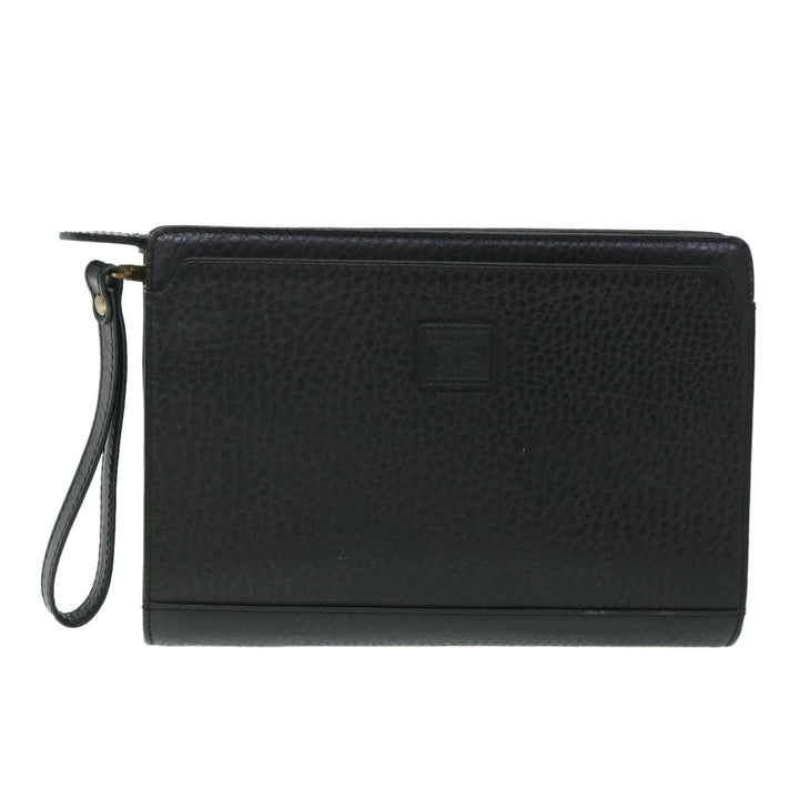 BURBERRYSs Clutch Bag Leather Black Auth 54893