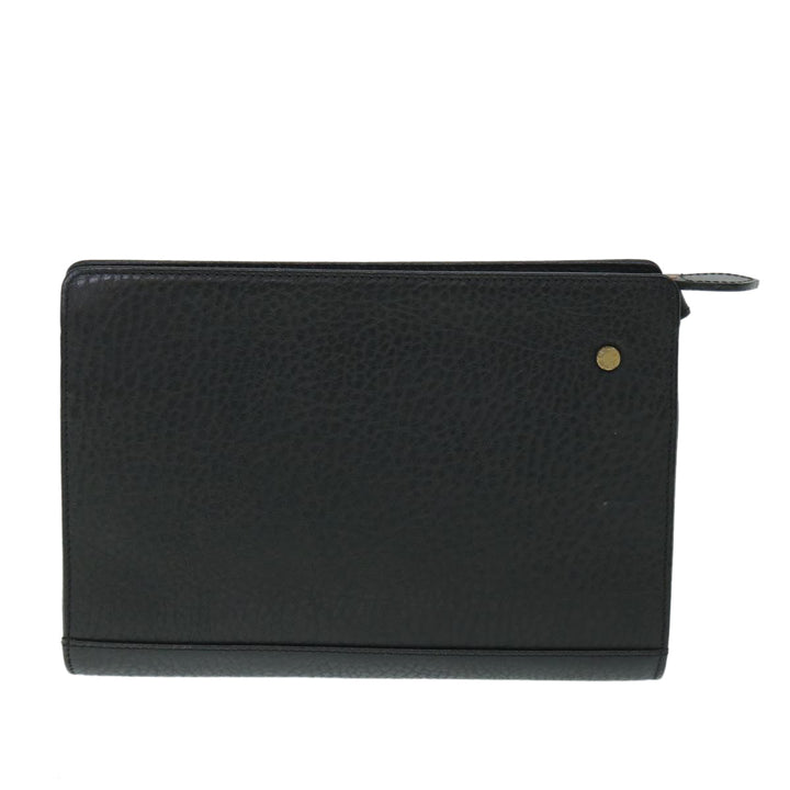 BURBERRYSs Clutch Bag Leather Black Auth 54893