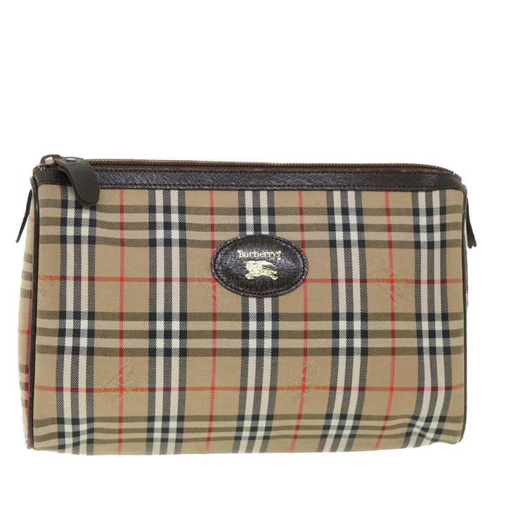 BurberrySs Nova Check Clutch Bag Canvas Leather Beige Brown Auth 54952