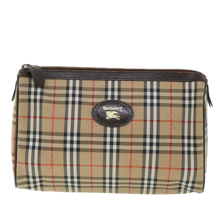 BurberrySs Nova Check Clutch Bag Canvas Leather Beige Brown Auth 54952