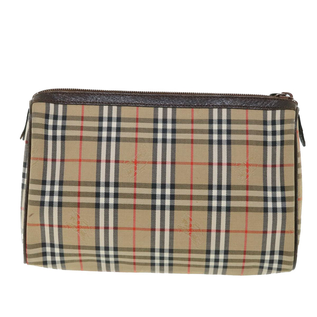 BurberrySs Nova Check Clutch Bag Canvas Leather Beige Brown Auth 54952