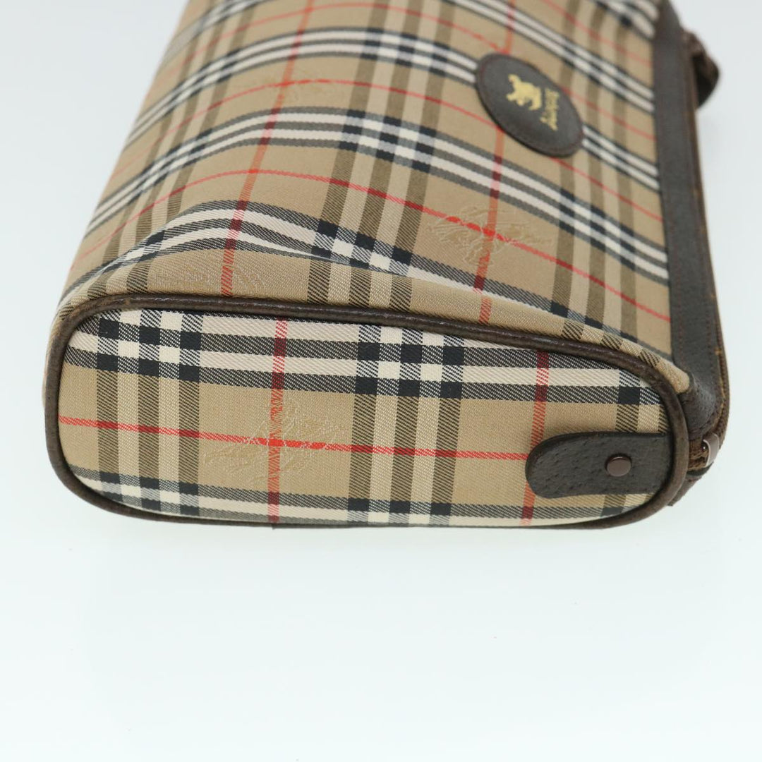 BurberrySs Nova Check Clutch Bag Canvas Leather Beige Brown Auth 54952