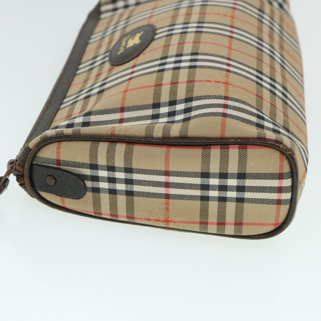 BurberrySs Nova Check Clutch Bag Canvas Leather Beige Brown Auth 54952