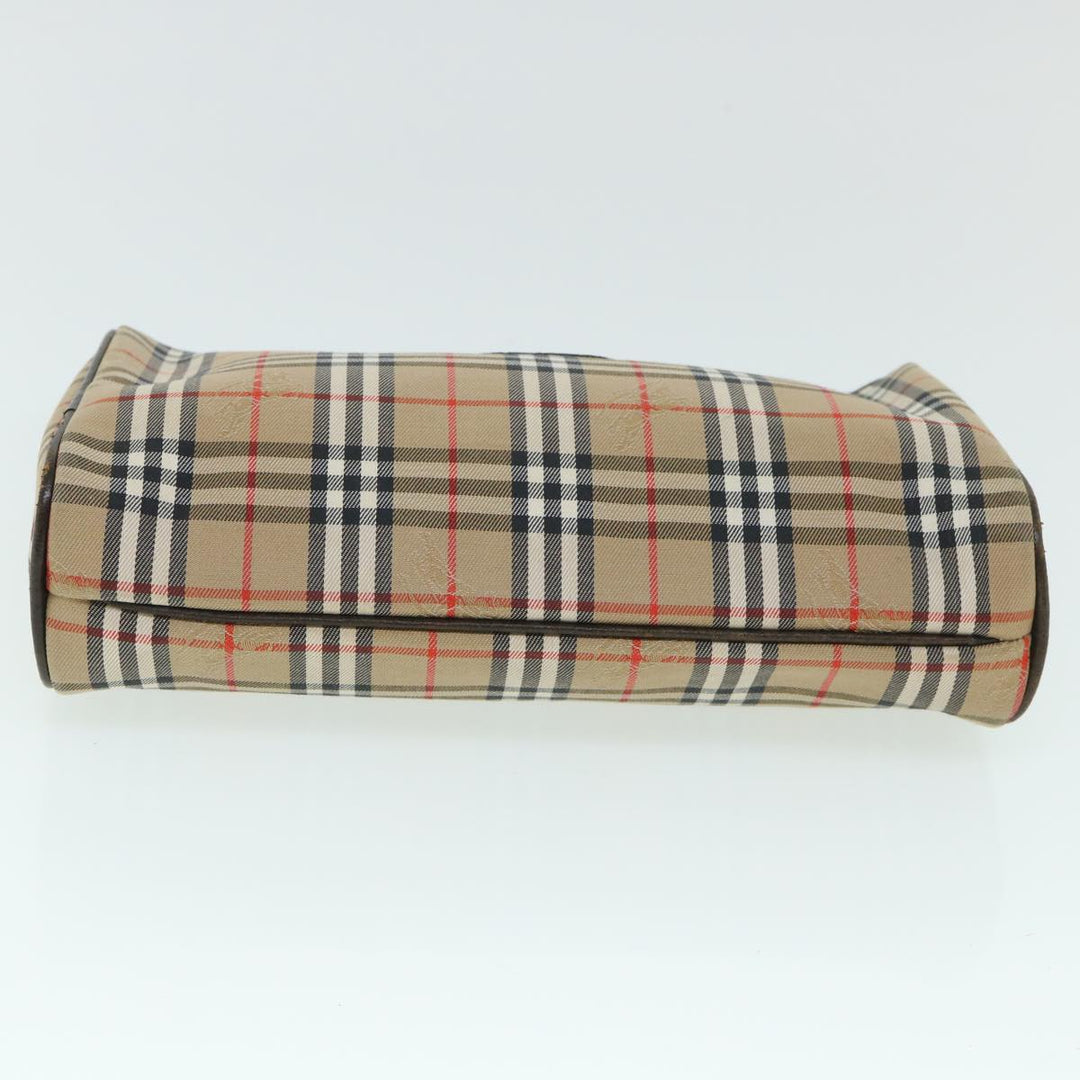 BurberrySs Nova Check Clutch Bag Canvas Leather Beige Brown Auth 54952