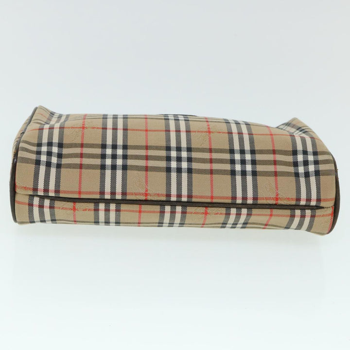 BurberrySs Nova Check Clutch Bag Canvas Leather Beige Brown Auth 54952
