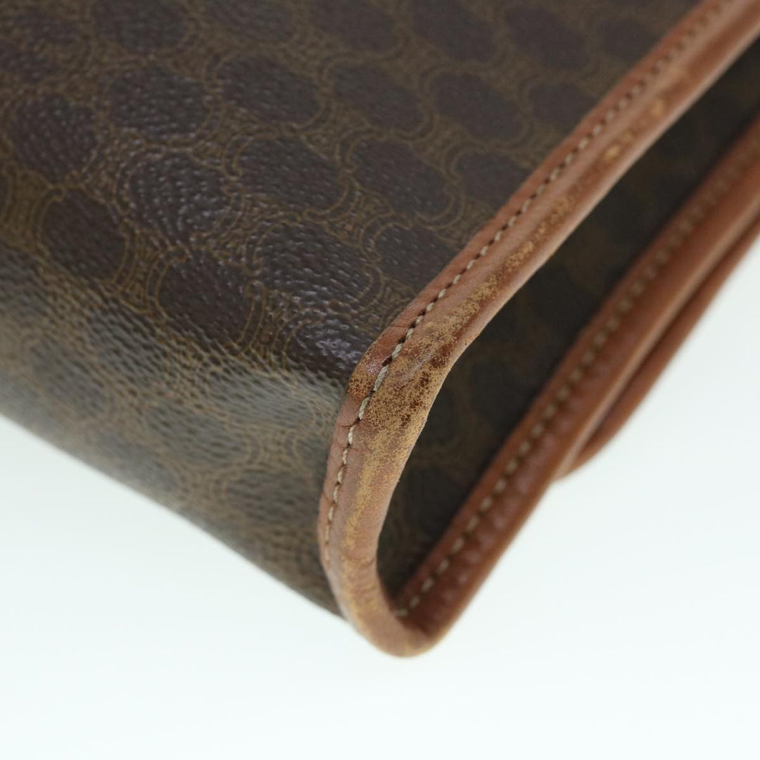 Celine Macadam Canvas Shoulder Bag PVC Leather Brown  54954