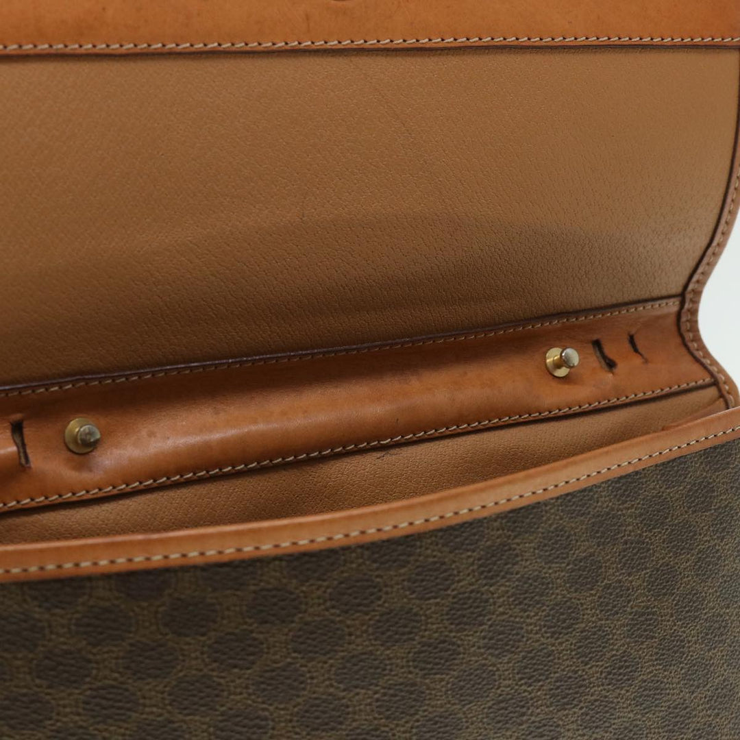Celine Macadam Canvas Shoulder Bag PVC Leather Brown  54954