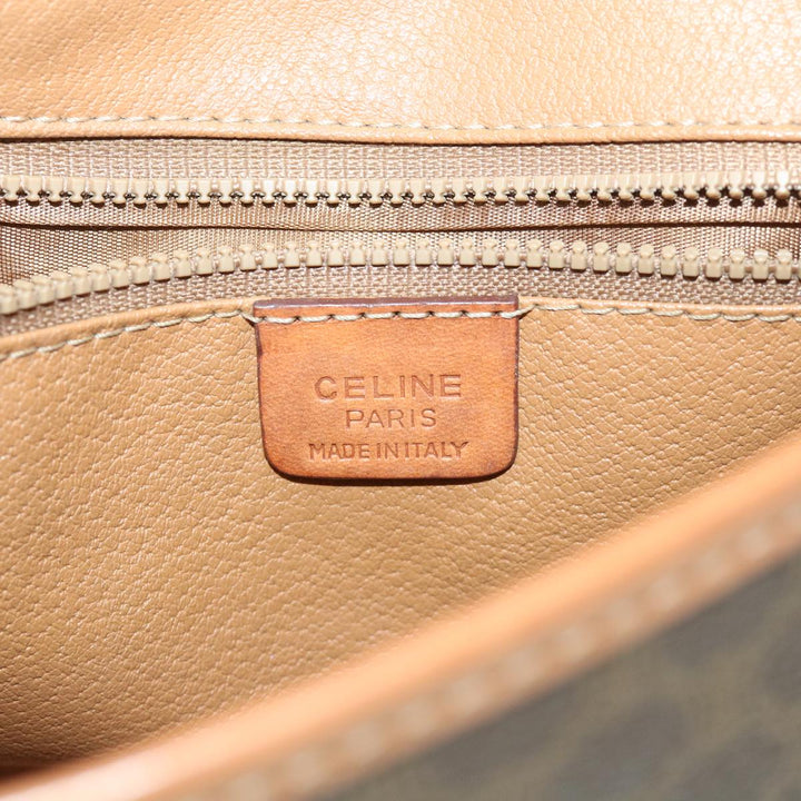 Celine Macadam Canvas Shoulder Bag PVC Leather Brown  54954