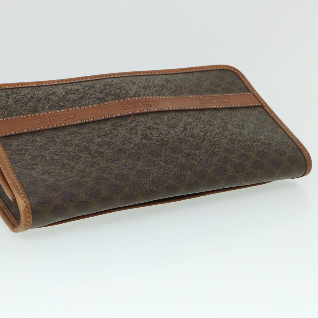 Celine Macadam Canvas Shoulder Bag PVC Leather Brown  54954