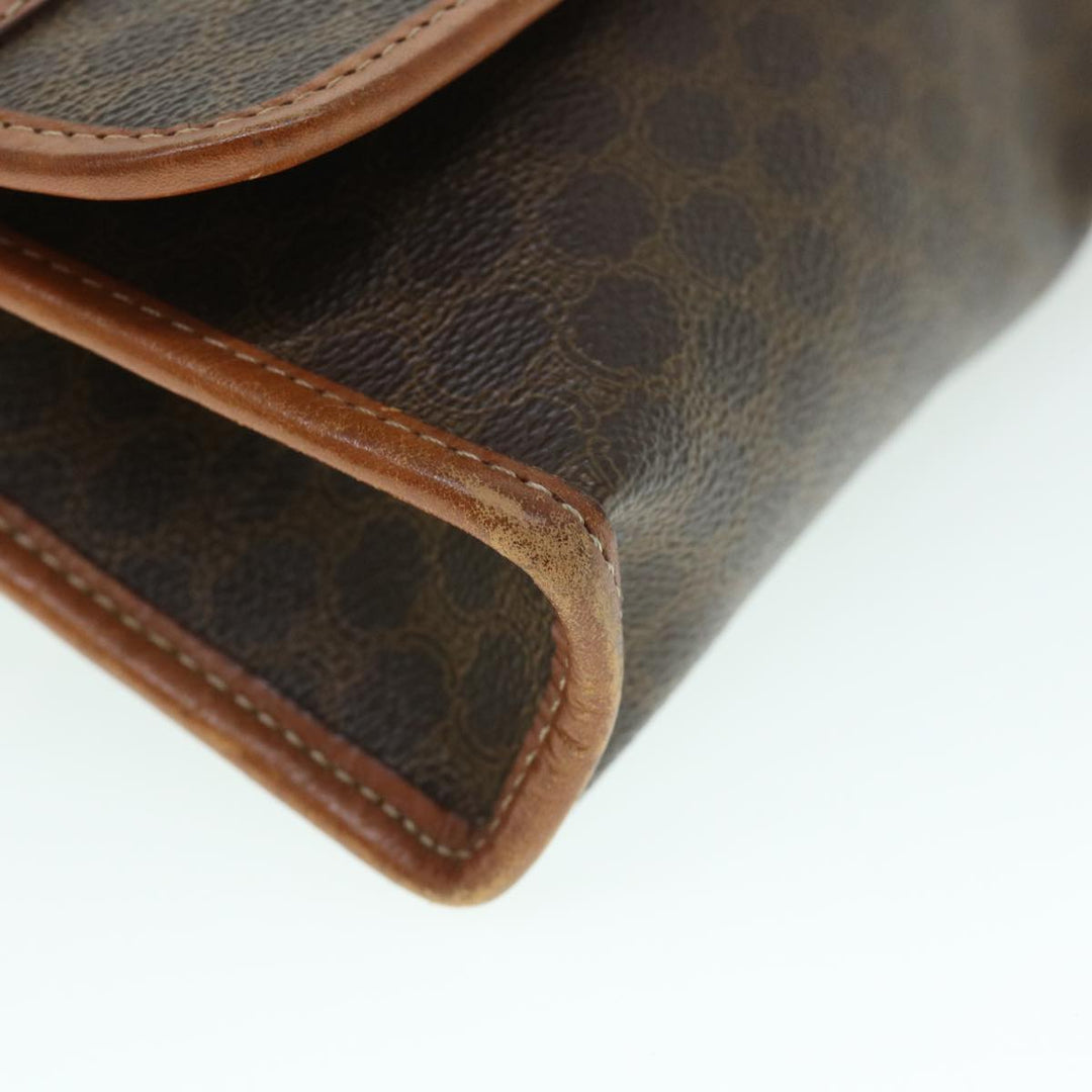 Celine Macadam Canvas Shoulder Bag PVC Leather Brown  54954