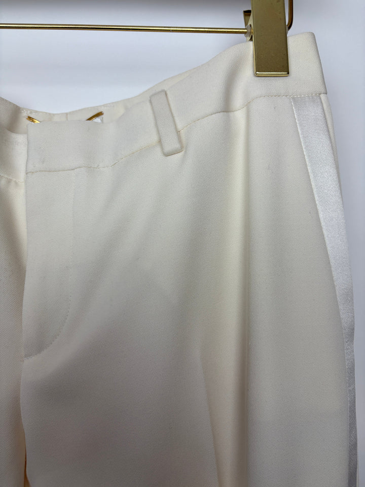 Saint Laurent Cream Suit Jacket and Trouser Set With Silk Lapel Detail Size FR 36 (UK 8)